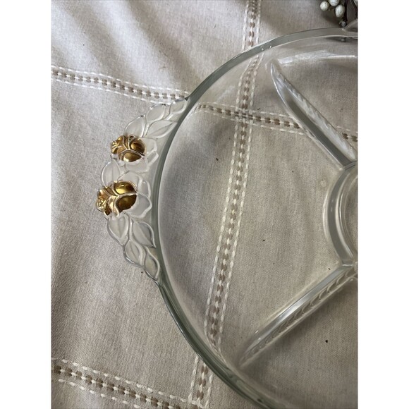 Vintage Mikasa Glass Serving Dish – Clear Glass with Goldtone Accents – 16 Inch - Picture 6 of 8